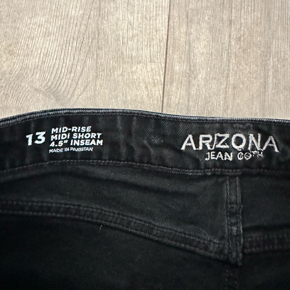 New Arizona Mid Rise Distressed Black Denim Vintage Broken style Jeans sz 13 jr - Picture 4 of 15